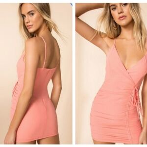 Superdown Karly Drawstring Dress in Pink Size Small